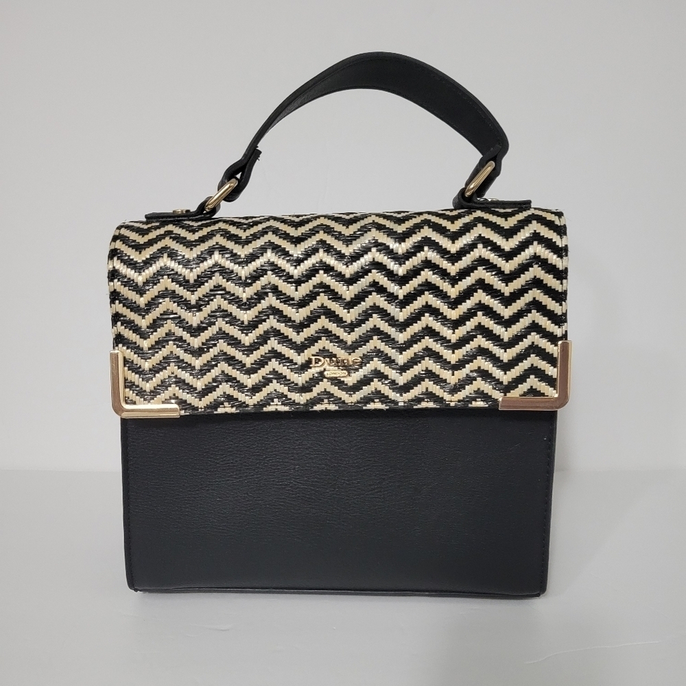 DUNE London Chevron Herringbone Fold over Top Handle Little Y2K Style Hand Bag